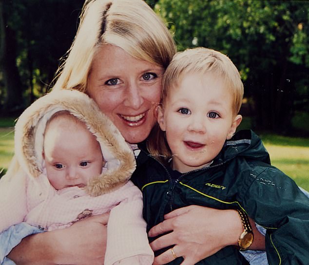 Airline pilot Robert Brown battered his estranged wife Joanna Simpson to death with a claw hammer within earshot of their two young children. Pictured: Joanna Simpson with her children Katie and Alex